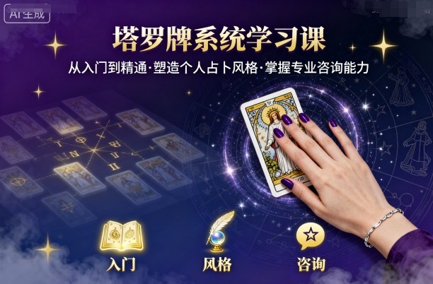06cda03773d68ee.jpg 塔罗牌系统学习课,助你从入门到精通,塑造个人占卜风格,掌握专业咨询能力