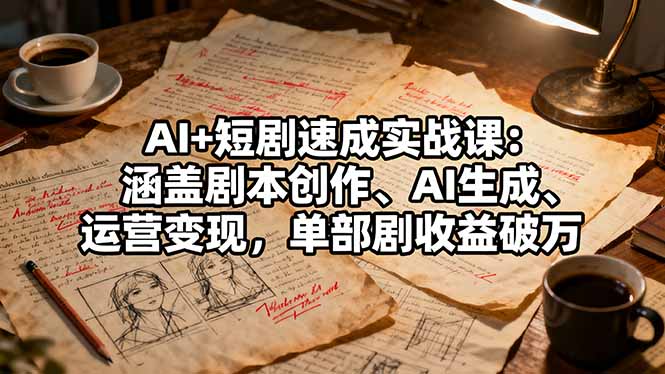 0a804541df222b1.jpg (16359期)AI+短剧速成实战课:涵盖剧本创作、AI生成、运营变现,单部剧收益破万