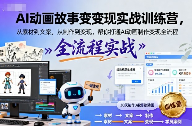 1230dd4b6100259.jpg AI动画故事变现实战训练营,从素材到文案,从制作到变现,帮你打通AI动画制作变现全流程