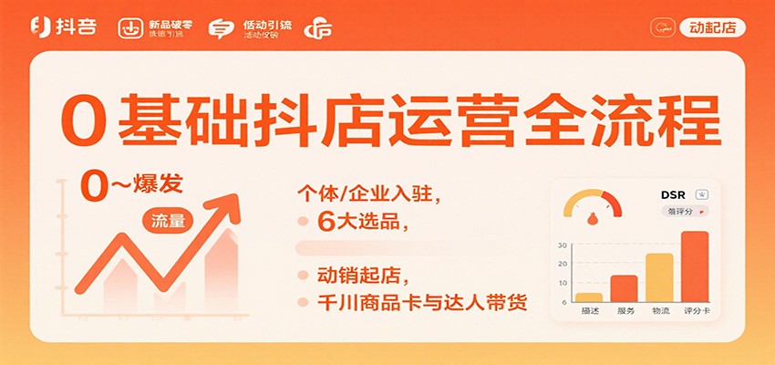 9c24aa9bb55b417.jpg 0基础抖店运营全流程:个体/企业入驻,6大选品,动销起店,千川商品卡与达人带货