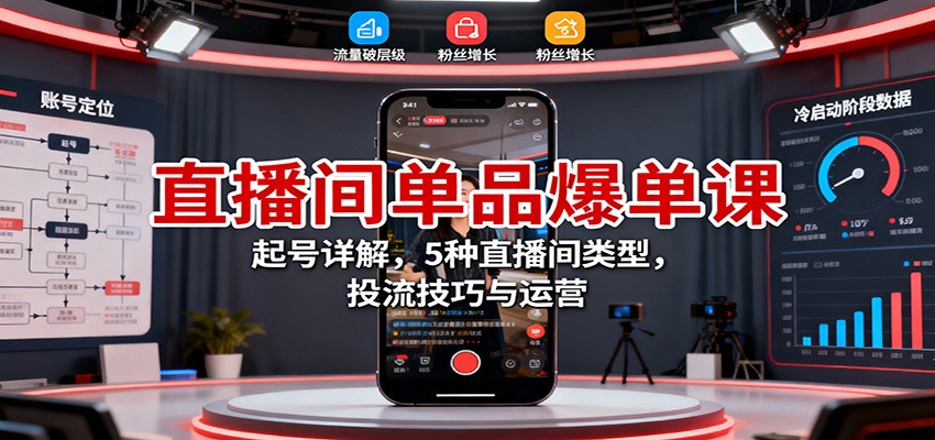 a41d8cdb203be8e.jpg 直播间单品爆单课:起号详解,5种直播间类型,投流技巧与运营