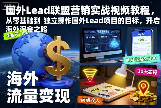 c7f232d9813ab17.jpg 国外Lead联盟营销实战视频教程,从零基础到独立操作国外Lead项目的目标,开启海外淘金之路