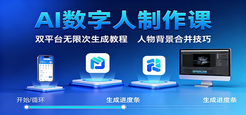 c7f2ee31dd80fb1.jpg AI数字人制作课:双平台无限次生成教程,人物背景合并技巧