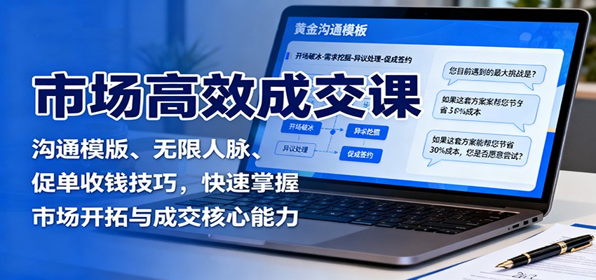 d24f2884e39cfc2.jpg 市场高效成交课:沟通模版、无限人脉、促单收钱技巧,快速掌握市场开拓与成交核心能力