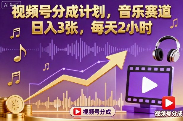 d37763277e601e1.jpg 视频号分成计划,音乐赛道,日入3张,每天2小时