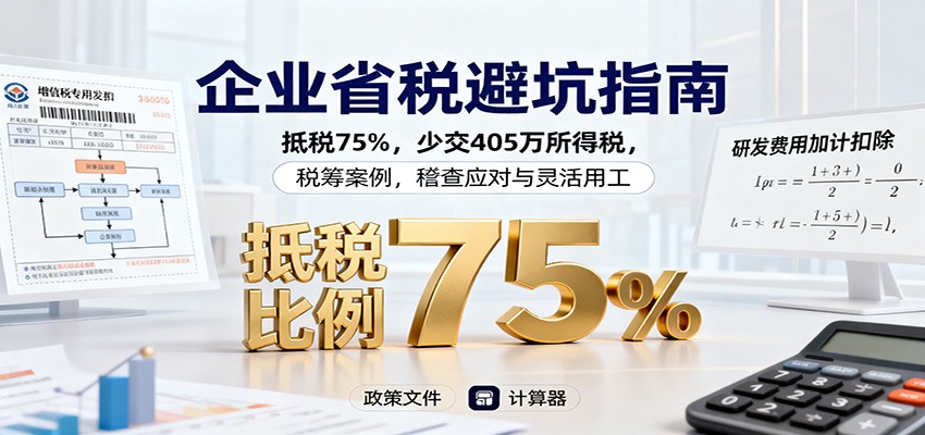 d81cbf361e70c7e.jpg 企业省税避坑指南:抵税75%,少交405万所得税,税筹案例,稽查应对与灵活用工