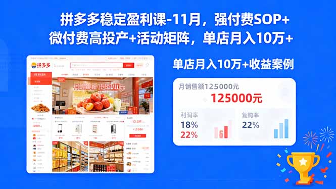 4b5082f4599d250.jpg (16473期)拼多多稳定盈利课-11月,强付费SOP+微付费高投产+活动矩阵,单店月入10万+