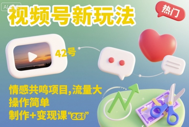 f1fc4bbf91b39dd.jpg 视频号新玩法,情感共鸣项目,流量大,操作简单,制作+变现课