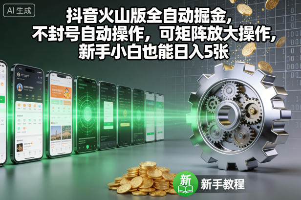 06570032b2d7db7.jpg 抖音火山版全自动掘金,不封号自动操作,可矩阵放大操作,新手小白也能日入5张【揭秘】
