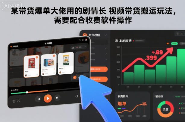 5778be2a7659401.jpg 某带货爆单大佬用的剧情长视频带货搬运玩法,需要配合收费软件操作