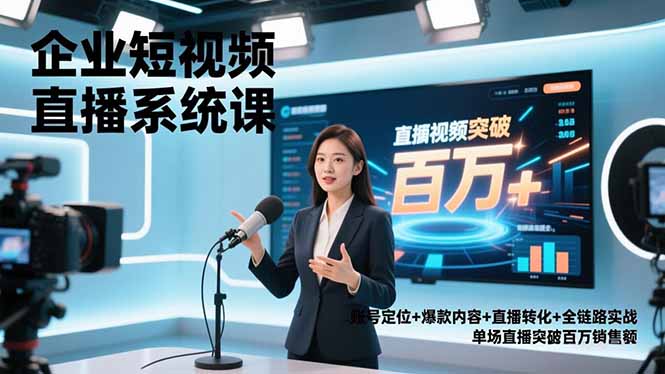 9ad11ad0c50dee9.jpg (16878期)企业短视频直播系统课,账号定位+爆款内容+直播转化+全链路实战,单场直播突破百万销售额