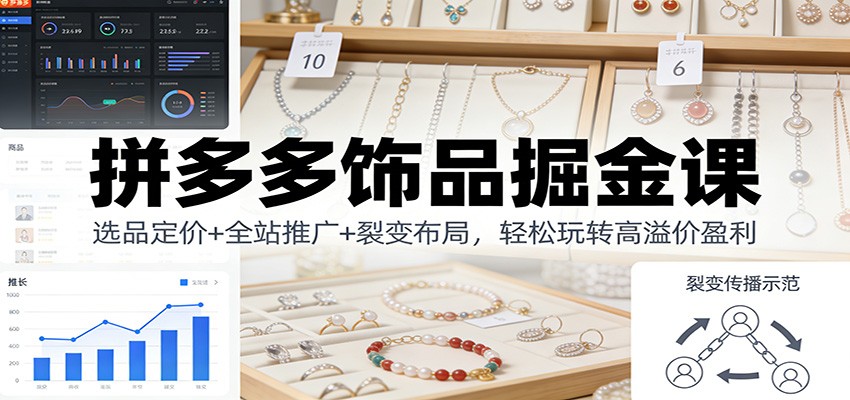 a835b8536b6a1f9.jpg 拼多多饰品掘金课:选品定价+全站推广+裂变布局,轻松玩转高溢价盈利