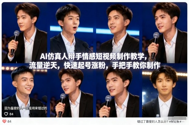 0f12564183d18cd.jpg AI仿真人辩手情感短视频制作教学,流量逆天,快速起号涨粉,手把手教你制作