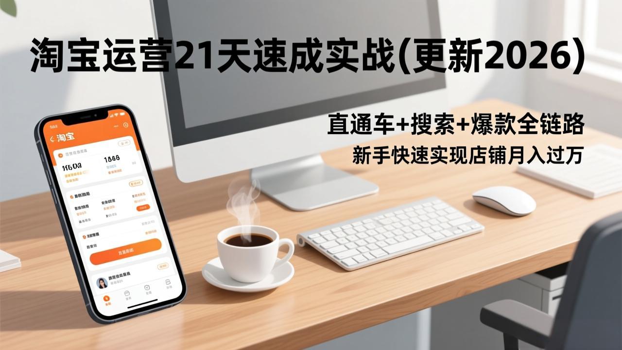 16efa662bd4bf4a.jpeg (17201期)淘宝运营21天速成实战(更新2026),直通车+搜索+爆款全链路,新手快速实现店铺月入过万