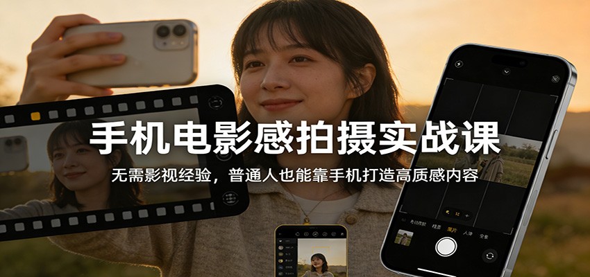 573c7a10acef6c2.jpg 手机电影感拍摄实战课:无需影视经验,普通人也能靠手机打造高质感内容