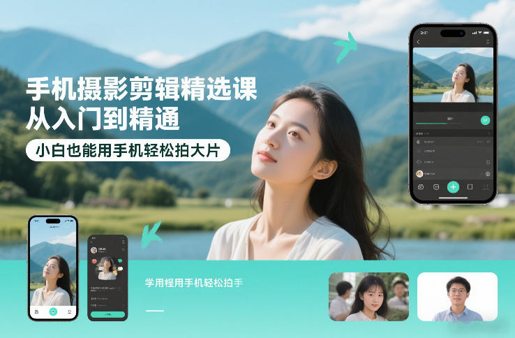 b896c897fd57e64.jpg 手机摄影剪辑精选课,从入门到精通,小白也能用手机轻松拍大片