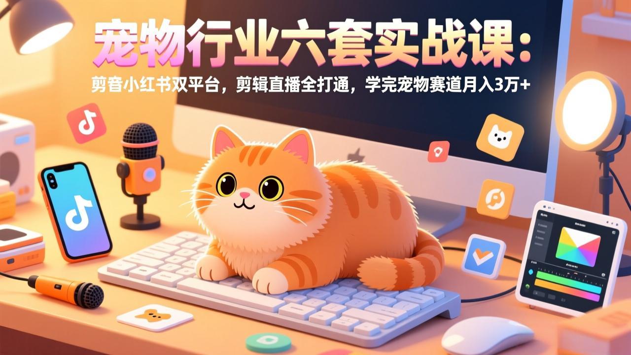 161c1ca6793f0fc.jpeg (17410期)宠物行业六套实战课:抖音小红书双平台,剪辑直播全打通,学完宠物赛道月入3万+