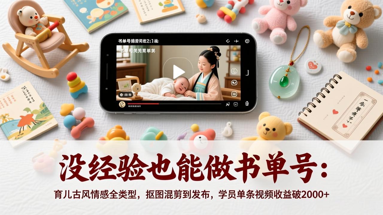 208e122fff20983.jpeg (17389期)没经验也能做书单号:育儿古风情感全类型,抠图混剪到发布,学员单条视频收益破2000+