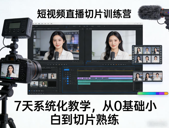30fe1d754e05779.jpg 短视频直播切片训练营,7天系统化教学,从0基础小白到切片熟练