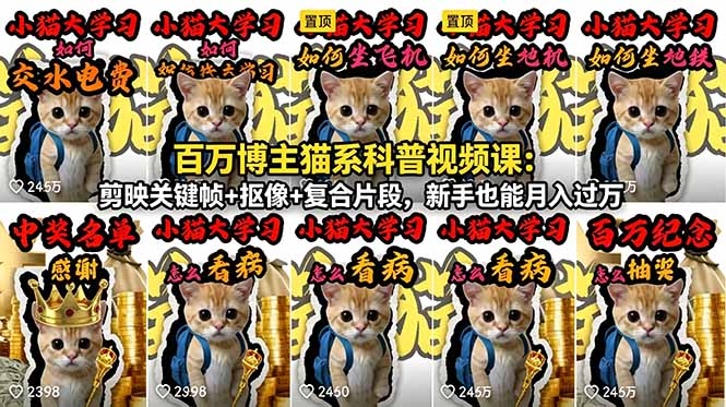 5dcb5691260a155.jpg (18595期)百万博主猫系科普视频课:剪映关键帧+抠像+复合片段,新手也能月入过万