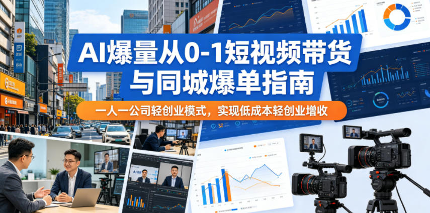 70fa26f13d779a1.jpg AI爆量从0-1短视频带货与同城爆单指南,一人一公司轻创业模式,实现低成本轻创业增收