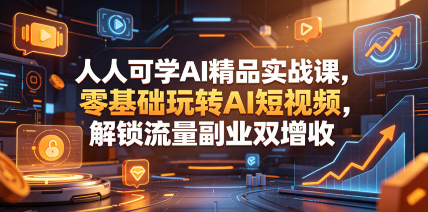 89a2714d2c418f9.jpg 人人可学AI精品实战课,零基础玩转AI短视频,解锁流量副业双增收