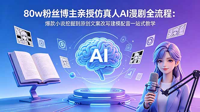 8addcaf5b6a77b7.jpg (18581期)80w粉丝博主亲授仿真人AI漫剧全流程:爆款小说挖掘到原创文案改写建模配音一站式教学