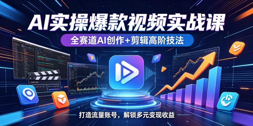 915335cb39c2fb8.jpg AI实操爆款视频实战课,全赛道AI创作+剪辑高阶技法,打造流量账号,解锁多元变现收益