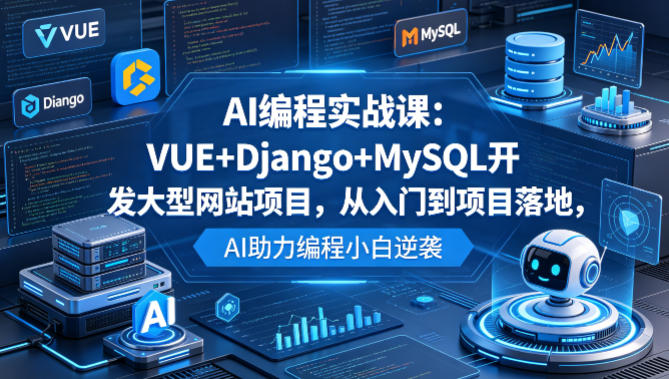 9a03221ff9a5e62.jpg AI编程实战课:VUE+Django+MySQL开发大型网站项目,从入门到项目落地,AI助力编程小白逆袭