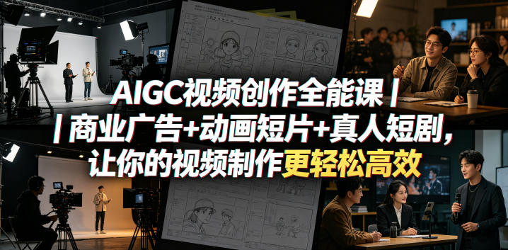 9c4ecaa7cac94fb.jpg AIGC视频创作全能课|商业广告+动画短片+真人短剧,让你的视频制作更轻松高效