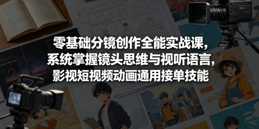 9e0565f94caff39.jpg 零基础分镜创作全能实战课,系统掌握镜头思维与视听语言,影视短视频动画通用接单技能