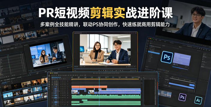 b330891c1880b11.jpg PR短视频剪辑实战进阶课,多案例全技能精讲,联动PS协同创作,快速练就商用剪辑能力
