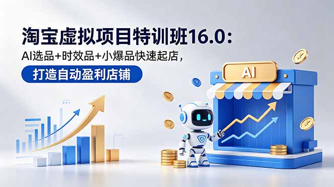 eaa252ac458e791.jpg (18665期)淘宝虚拟项目特训班16.0:AI选品+时效品+小爆品快速起店,打造自动盈利店铺