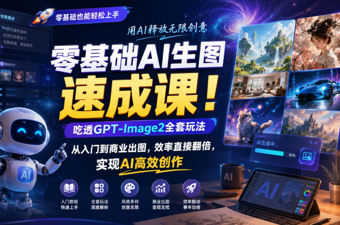 04dc61ba8949f8c.jpg 零基础AI生图速成课!吃透GPT-Image2全套玩法,从入门到商业出图,效率直接翻倍,实现AI高效创作