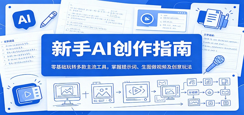 1e50744acc66c07.jpg 新手AI创作指南:零基础玩转多款主流工具,掌握提示词、生图做视频及创意玩法
