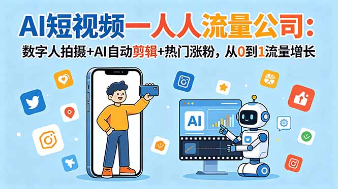 3b2898fcec3b9c9.jpg (18864期)AI短视频一人流量公司:数字人拍摄+AI自动剪辑+热门涨粉,从0到1流量增长