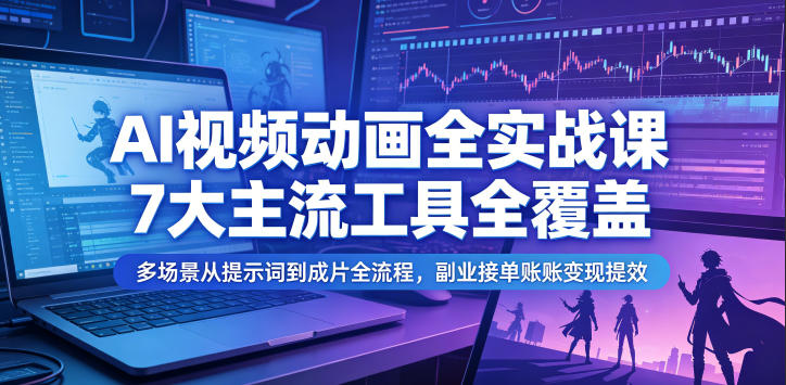4866cc35721f864.jpg AI视频动画全实战课,7大主流工具全覆盖,多场景从提示词到成片全流程,副业接单账号变现提效