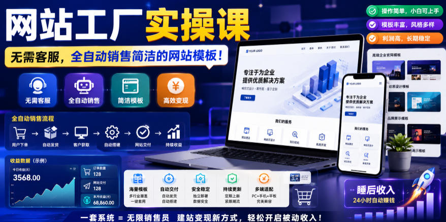 6304c6a0251e1f9.jpg 网站工厂实操课,无需客服,网站模板自动赚钱!【原创双语字幕】