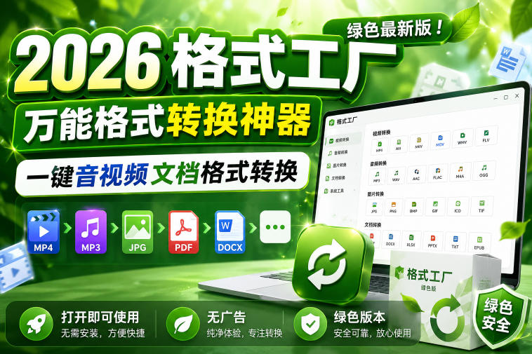 a491df1d355894d.jpg 2026格式工厂绿色最新版!万能格式转换神器,一键音视频文档格式转换,打开即可使用,无广告绿色版本