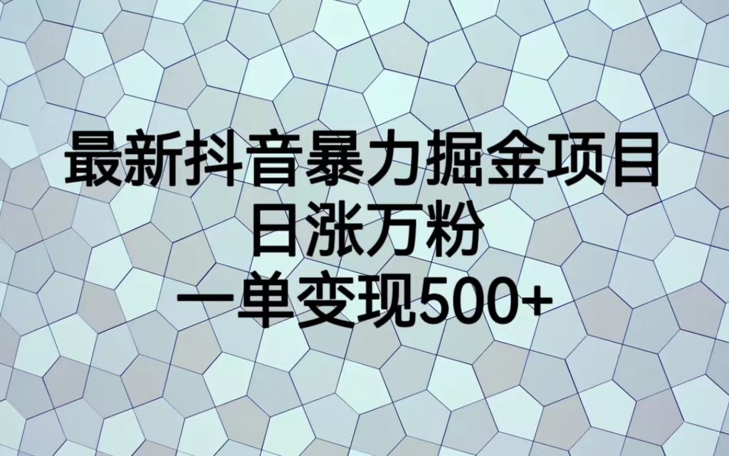 fy1091期-最新抖音暴力掘金项目，日涨万粉，一单变现500+