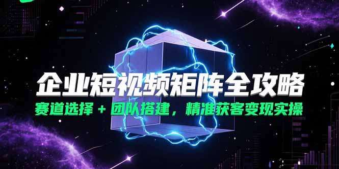 （15242期）企业短视频矩阵全攻略，赛道选择+团队搭建，精准获客变现实操