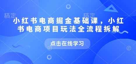 小红书电商掘金课，小红书电商项目玩法全流程拆解（更新7月）