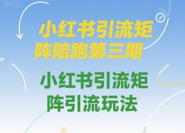 小红书引流矩阵陪跑第三期，小红书引流矩阵引流玩法