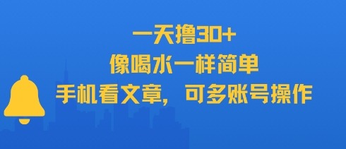 一天撸30+，像喝水一样简单，手机看文章，可多账号操作【揭秘】