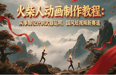 火柴人动画制作教程：从拳脚设计到武器运用，国风短视频新赛道【16节课+资料】