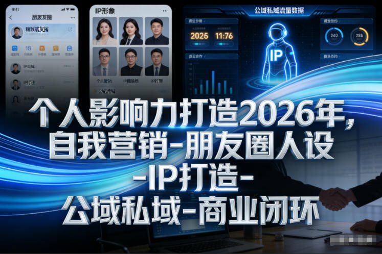个人影响力打造2026年，自我营销-朋友圈人设-IP打造-公域私域-商业闭环