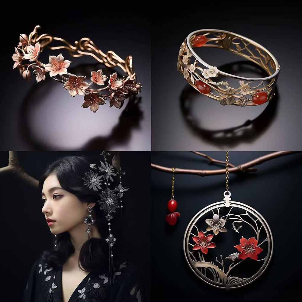 （17272期）460+专业Midjourney珠宝摄影AI提示词+成效果图，戒指/项链/耳环/手链/宝石/及奢侈配饰等全品类