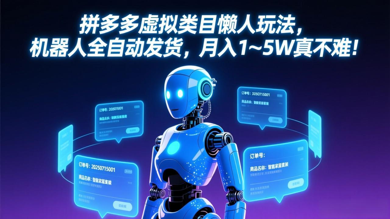 （17547期）拼多多虚拟类目懒人玩法，机器人全自动发货，月入 1-5W 真不难！
