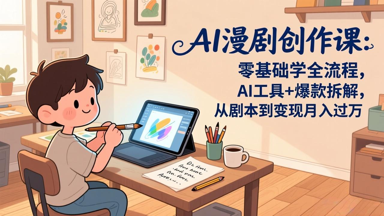 （17519期）AI漫剧创作课：零基础学全流程，AI工具+爆款拆解，从剧本到变现月入过万