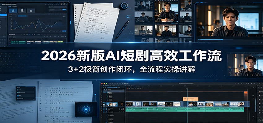 2026新版AI短剧高效工作流：3+2极简创作闭环，全流程实操讲解
